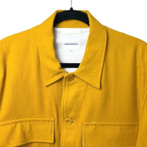 Norse Projects Men's Kyle Wool Shirt Jacket Mustard Yellow Size XL - Picture 3 of 13